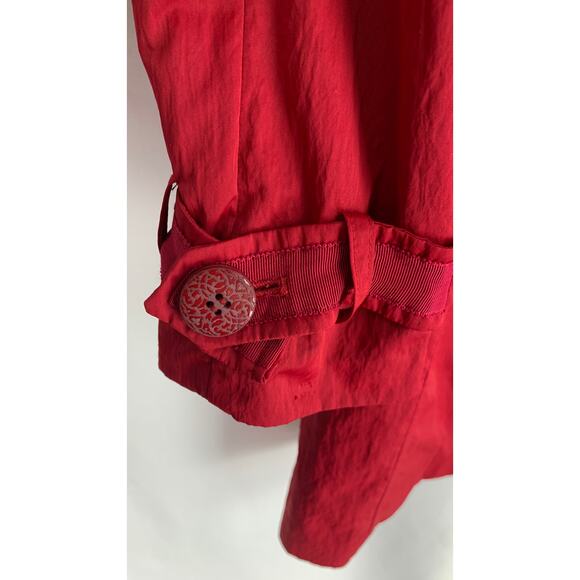 Elie Tahari Double Breasted Trench Coat Jacket Womens Small Red - Picture 9 of 12